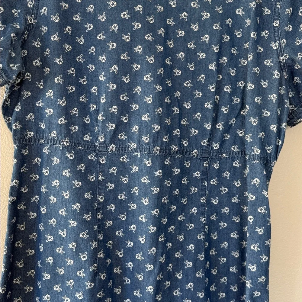 Vintage Liz Claiborne Navy Patterned Midi Dress 8 - Picture 3 of 6